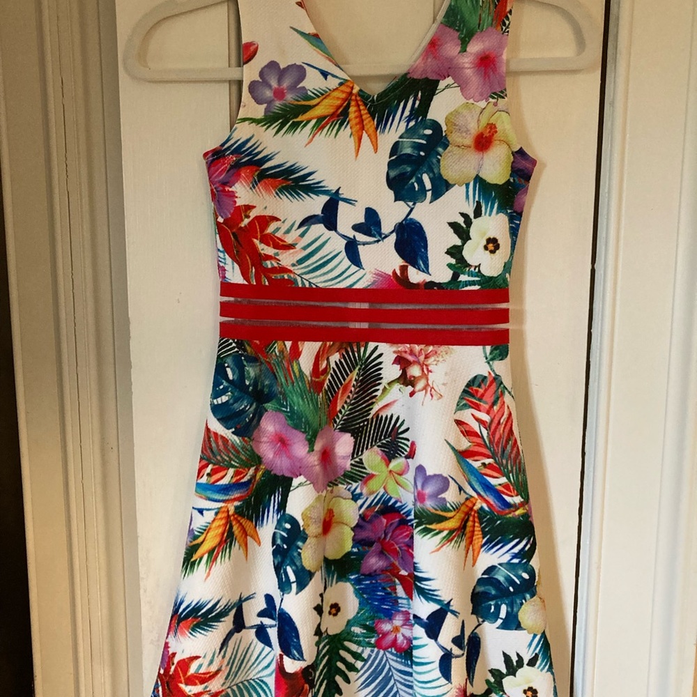 Us Angels Pink and Yellow Halter Sundress for Wedding Guests
